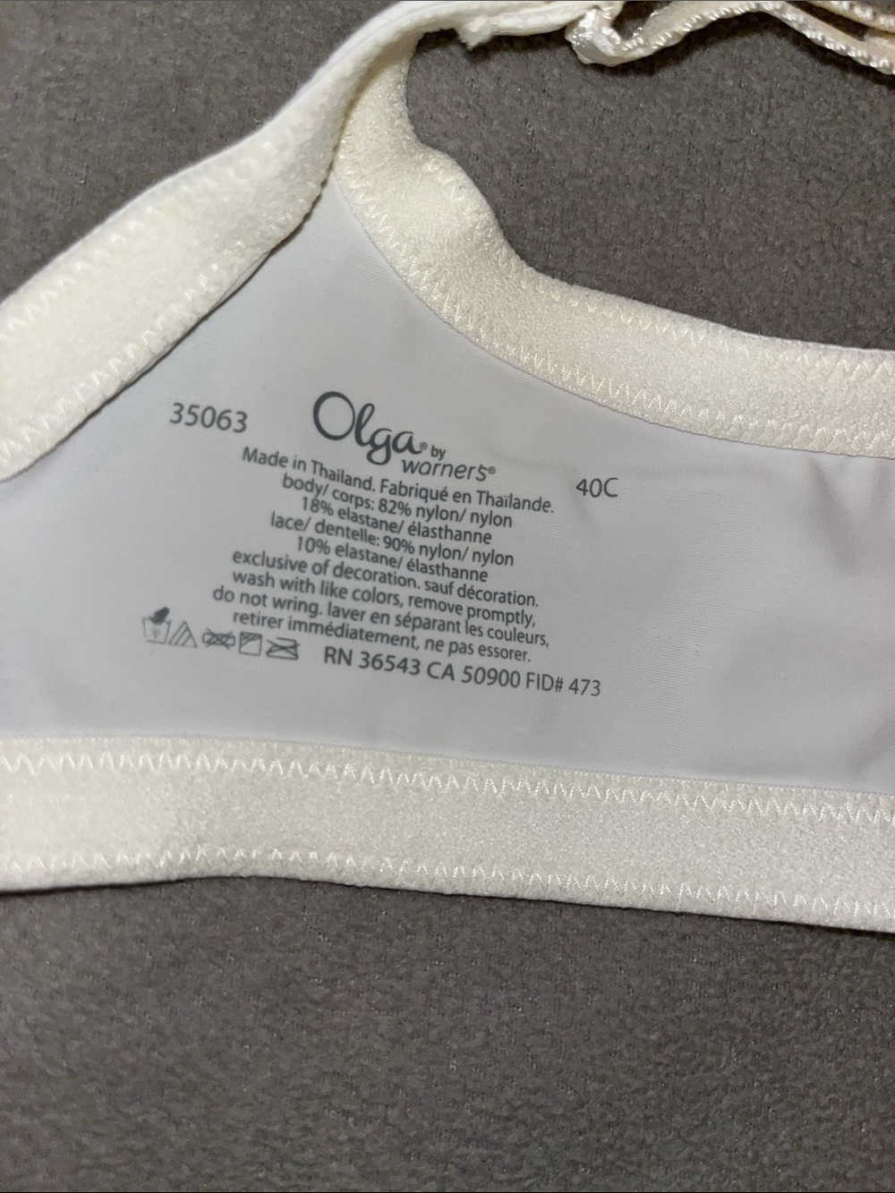 Olga White Full Coverage Underwire Bra with Lace Accents - Picture 4 of 5
